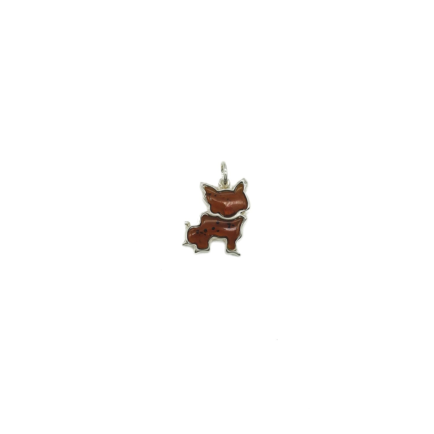 Silver and Amber Dog Pendant