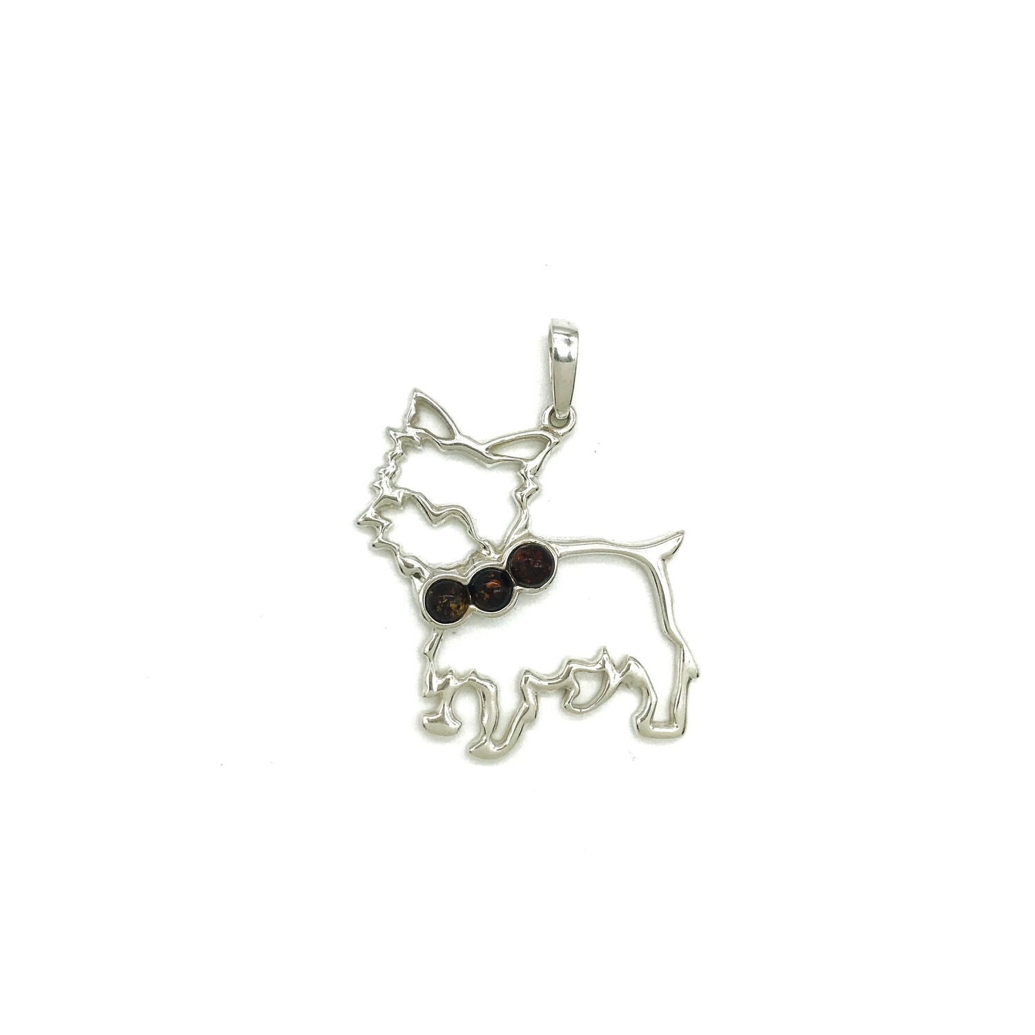 Silver and Amber Dog Pendant
