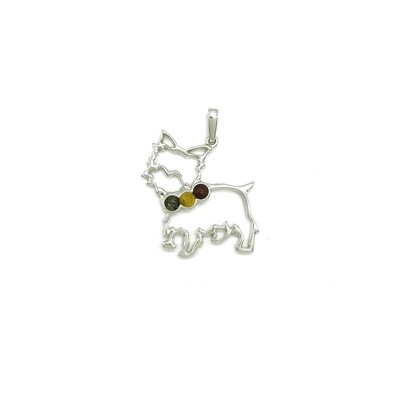 Silver and Amber Dog Pendant