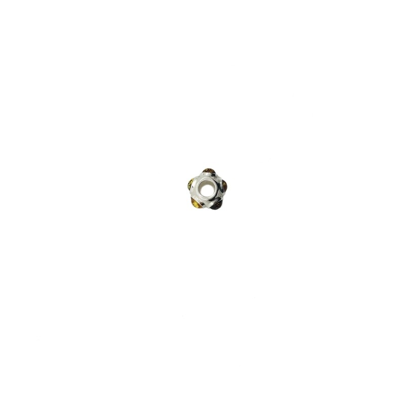 Silver and Amber Bead