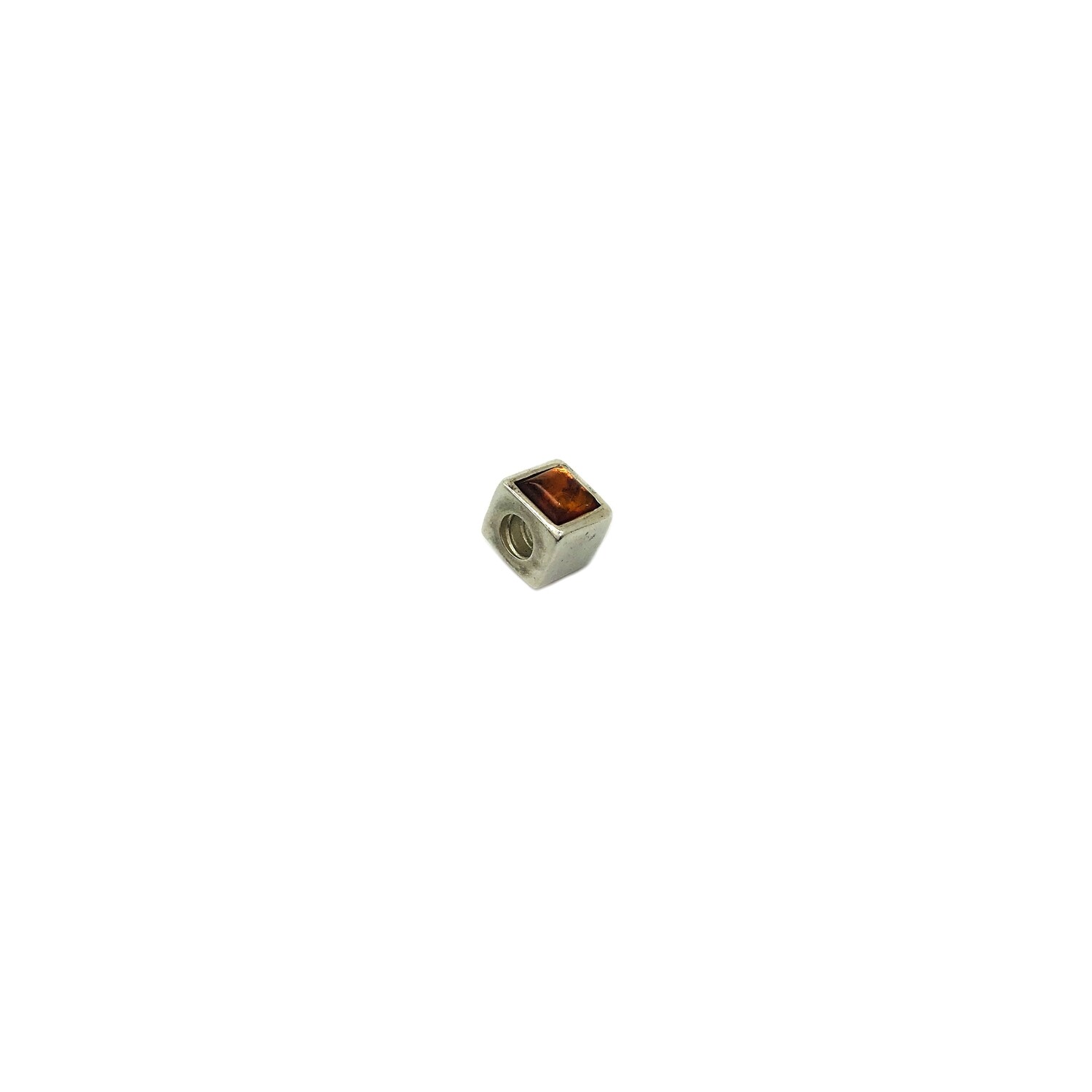 Silver and Amber Bead