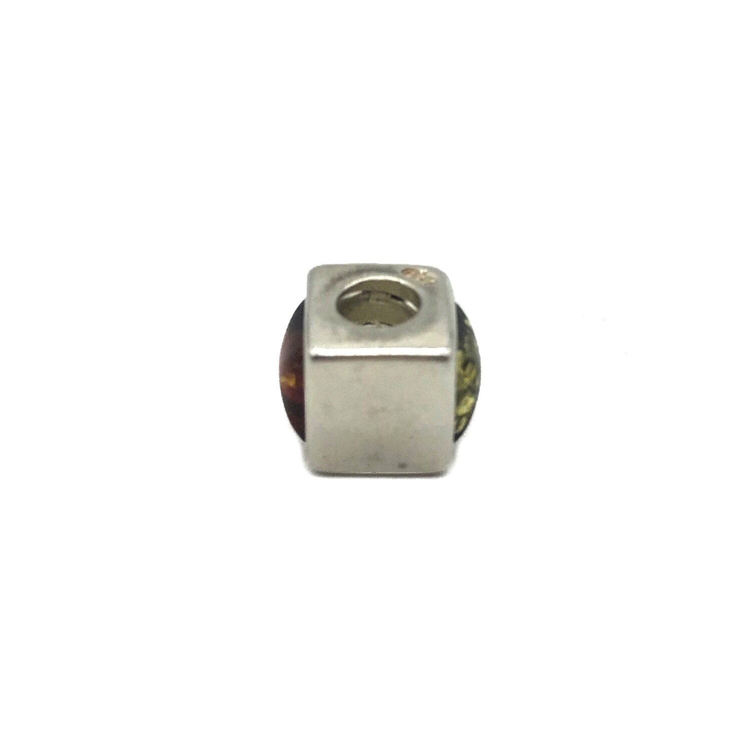 Silver and Amber Bead