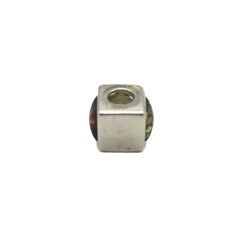 Silver and Amber Bead