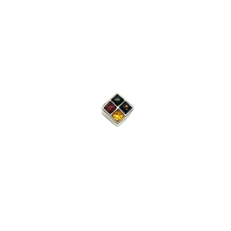 Silver and Amber Bead