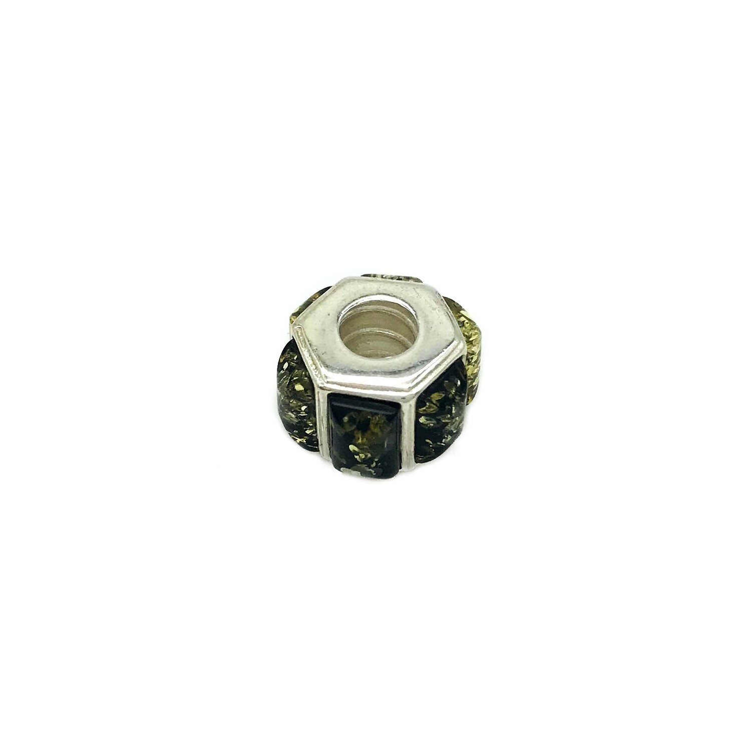 Silver and Amber Bead
