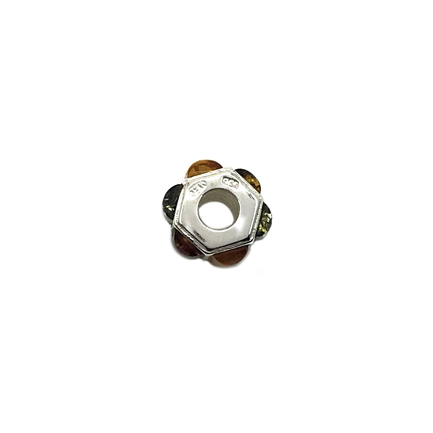 Silver and Amber Bead