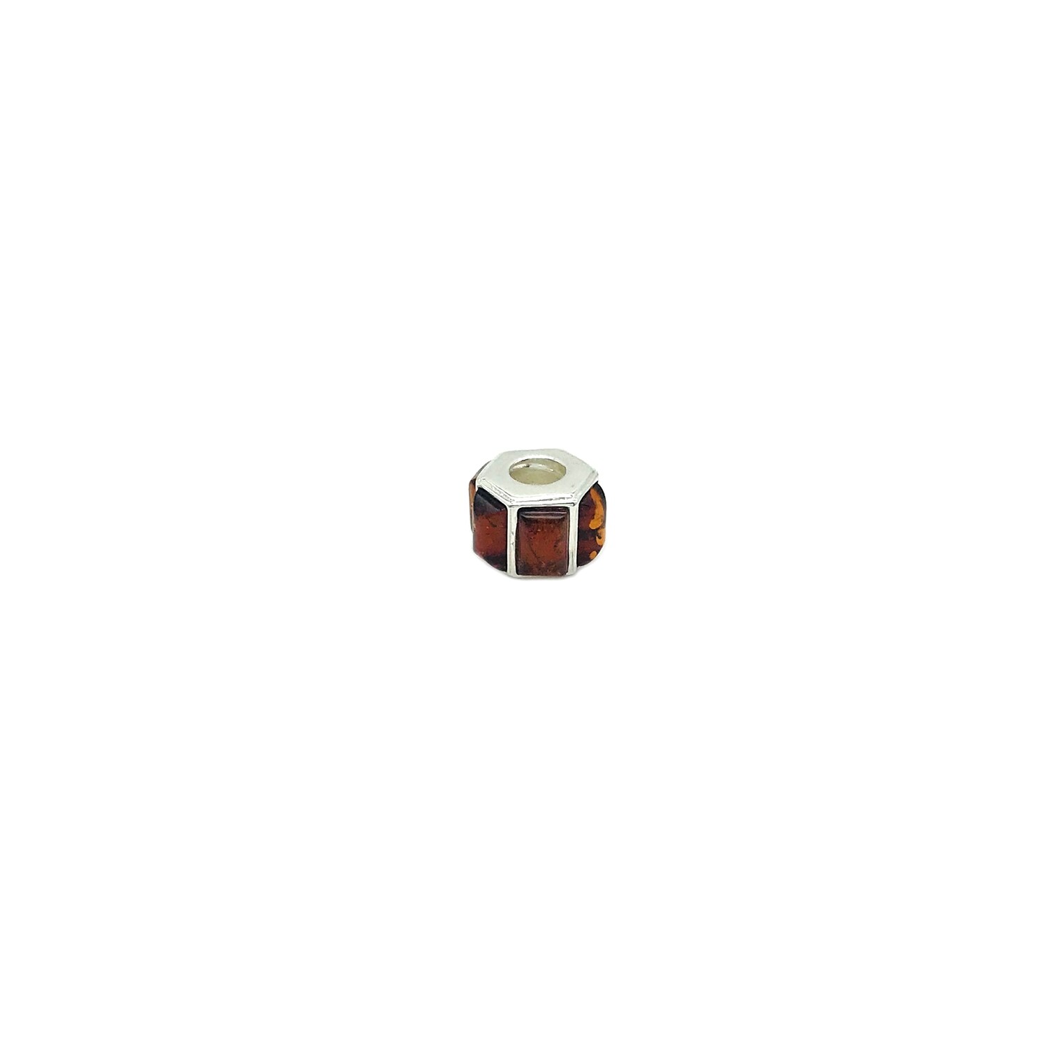 Silver and Amber Bead