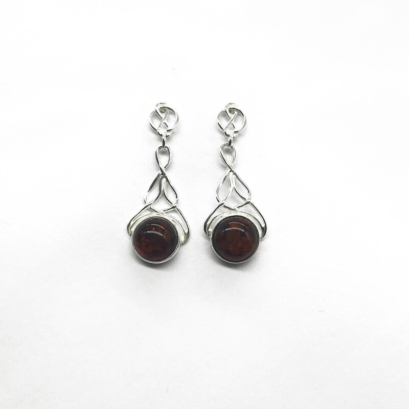 Silver and Amber Earrings