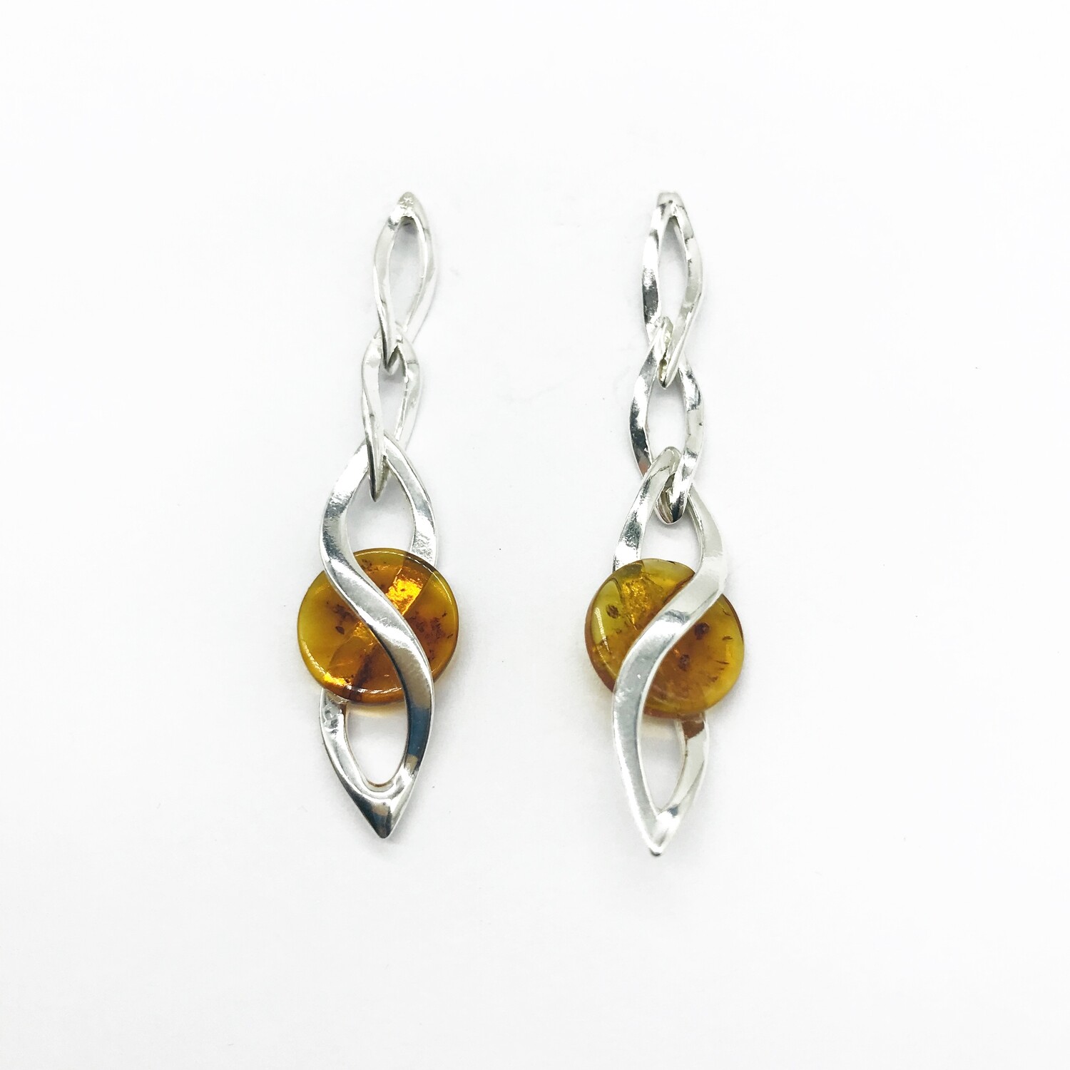 Silver and Amber Earrings