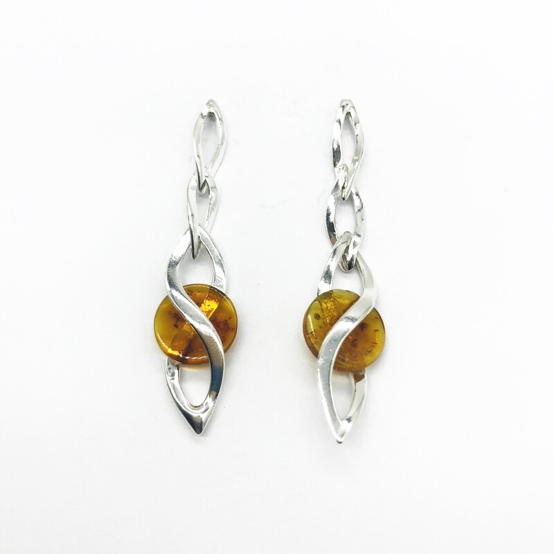 Silver and Amber Earrings