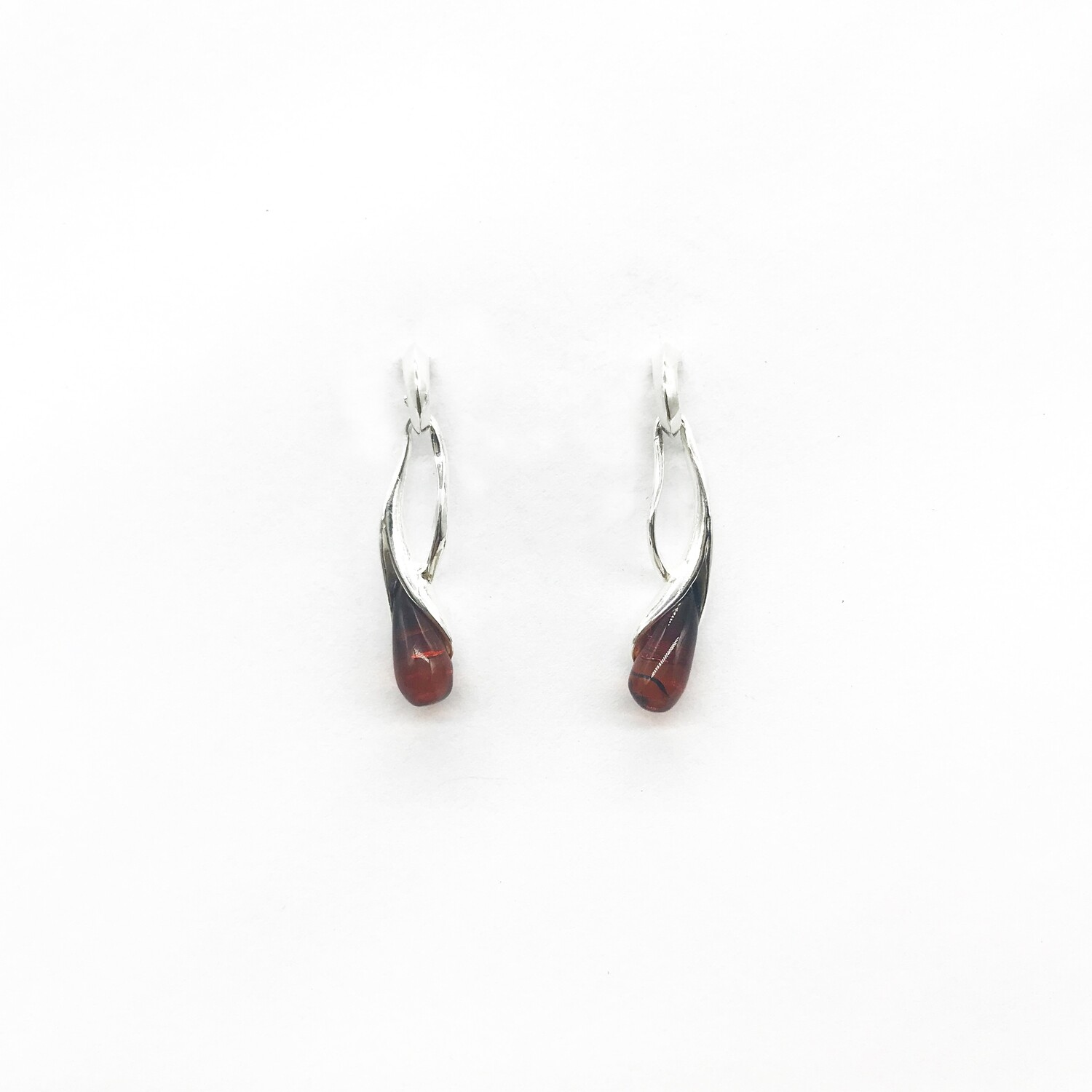 Silver and Amber Earrings