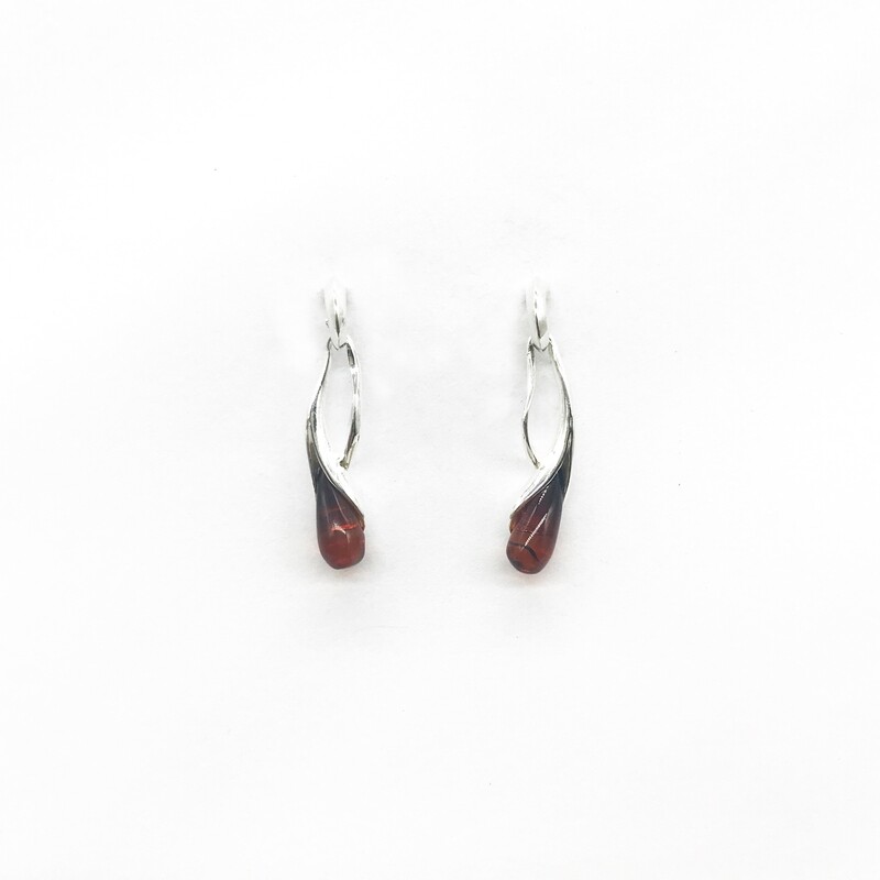 Silver and Amber Earrings