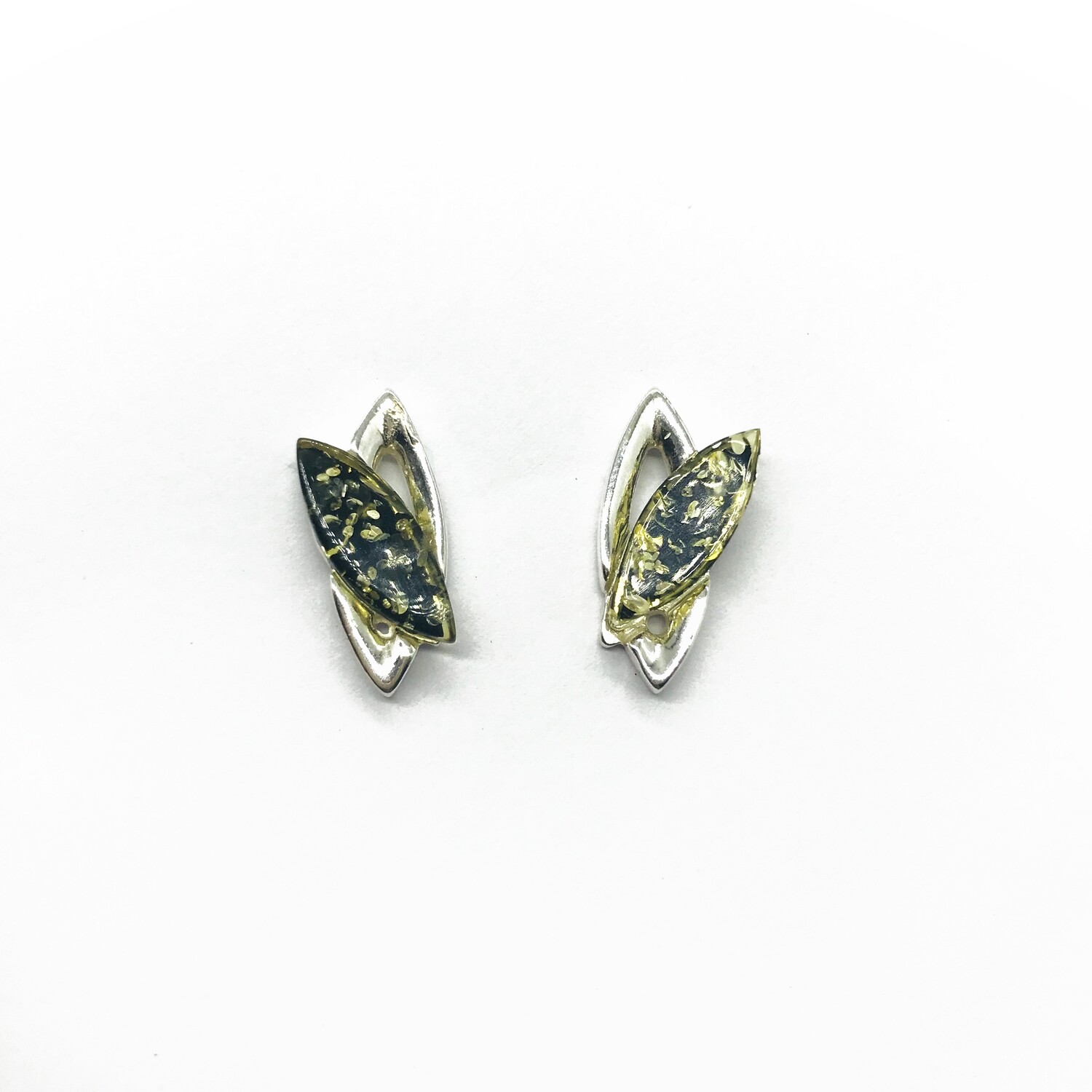 Silver and Amber Earrings - Studs