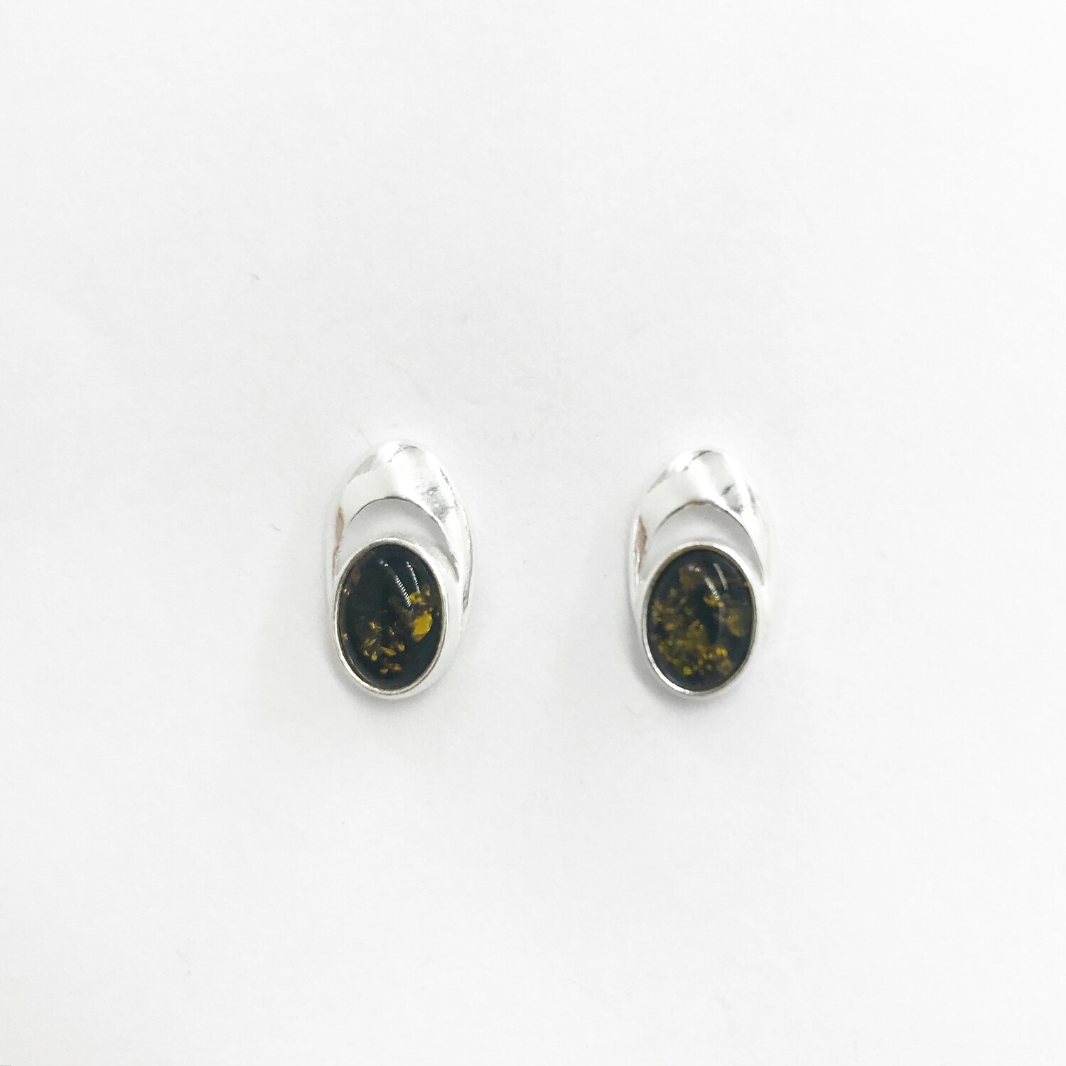 Silver and Amber Earrings - Studs