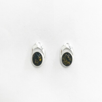 Silver and Amber Earrings - Studs