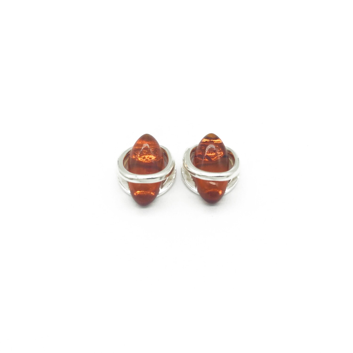 Silver and Amber Earrings - Studs