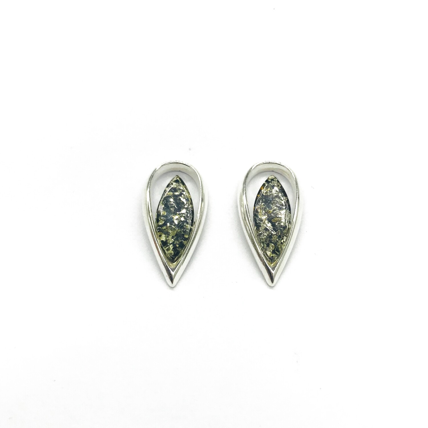 Silver and Amber Earrings - Studs