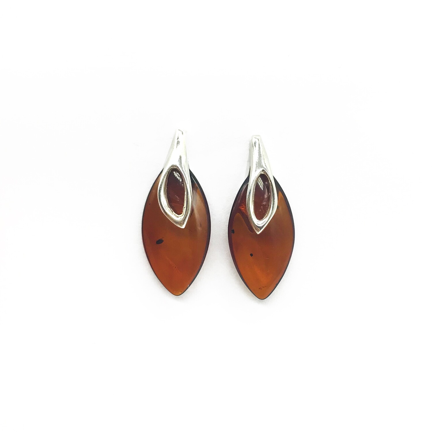 Silver and Amber Earrings