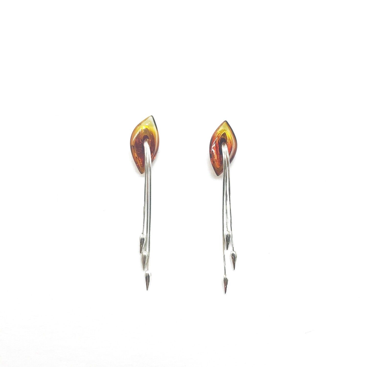Silver and Amber Earrings