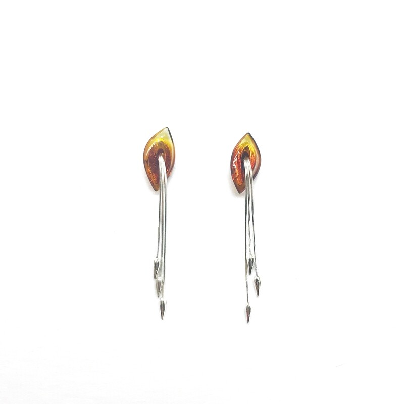 Silver and Amber Earrings