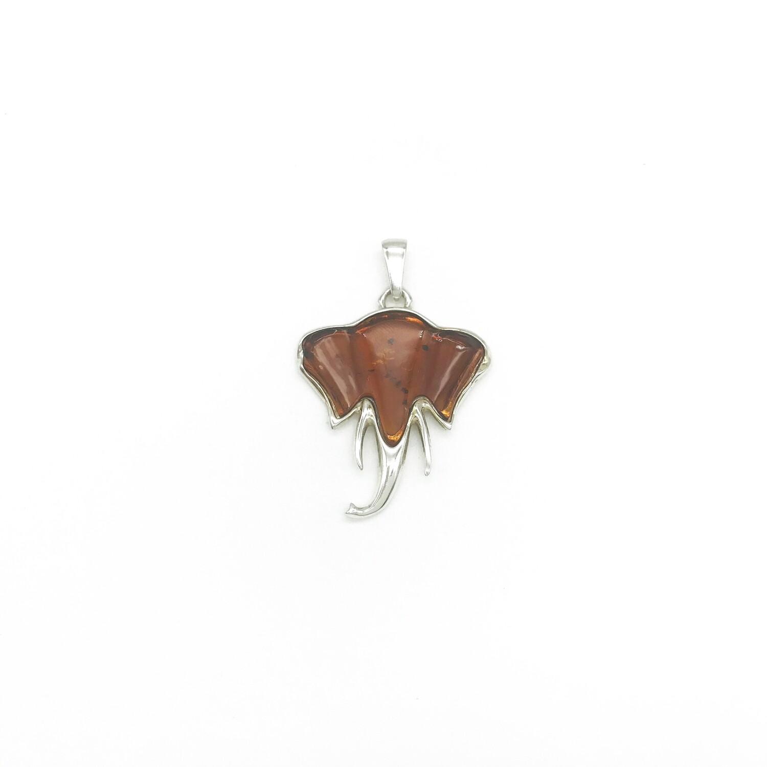 Silver and Amber Elephant Pendant
