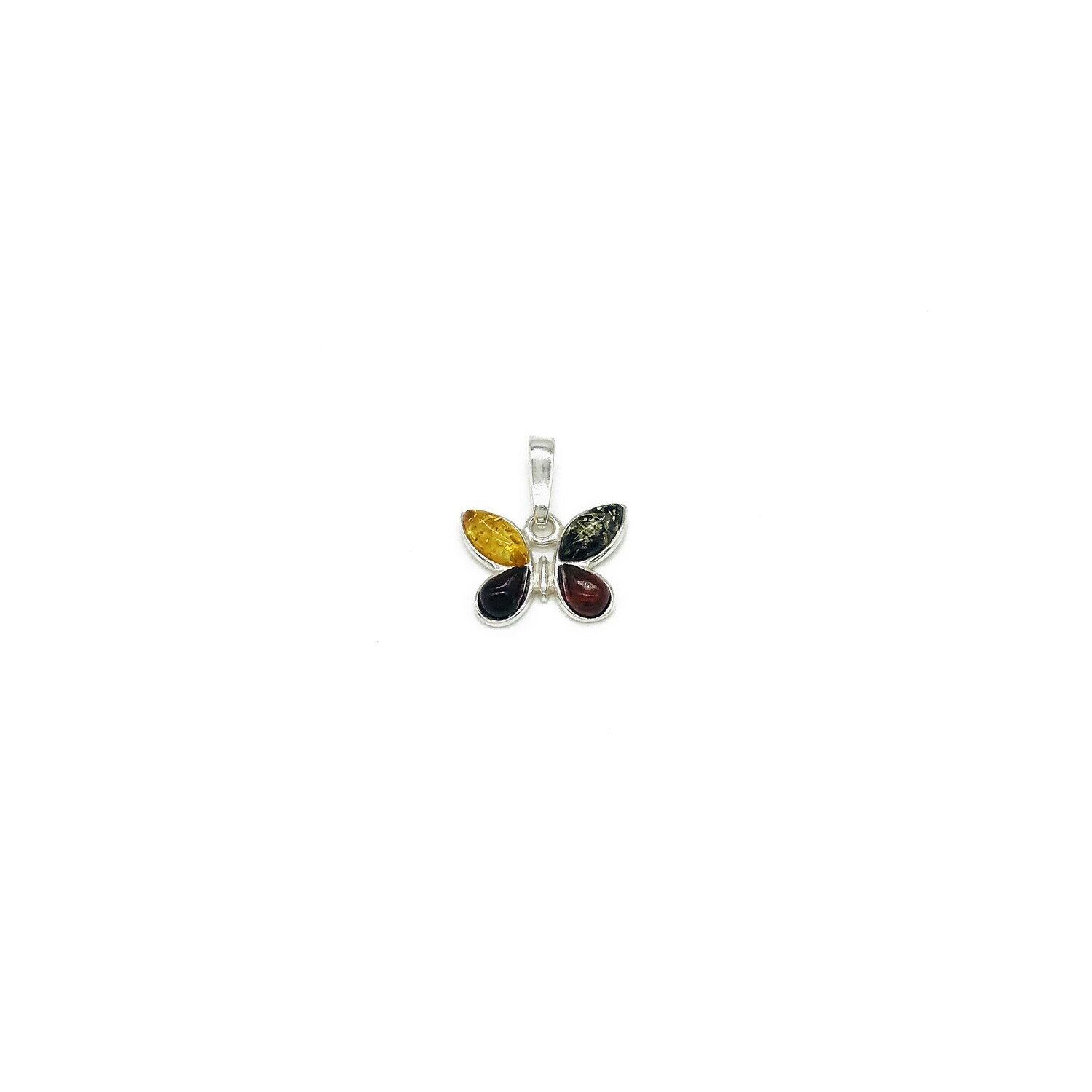 Butterfly Silver and Amber Pendant