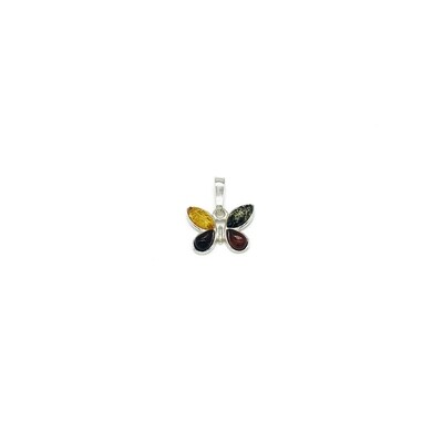Butterfly Silver and Amber Pendant