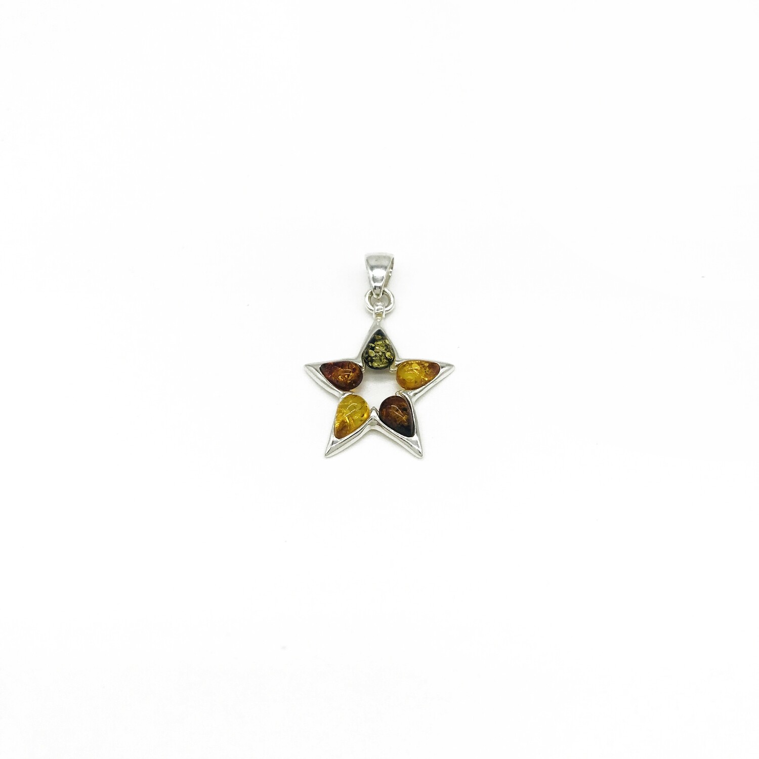 Silver and Amber Star Pendant