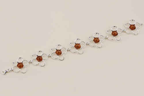 Silver and Amber Bracelet