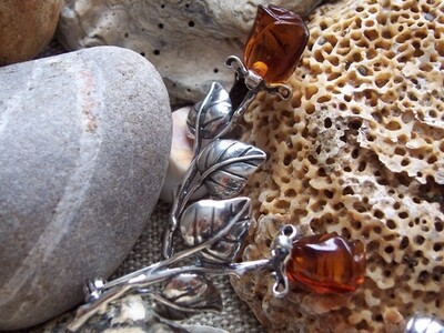 Silver and Amber Brooch