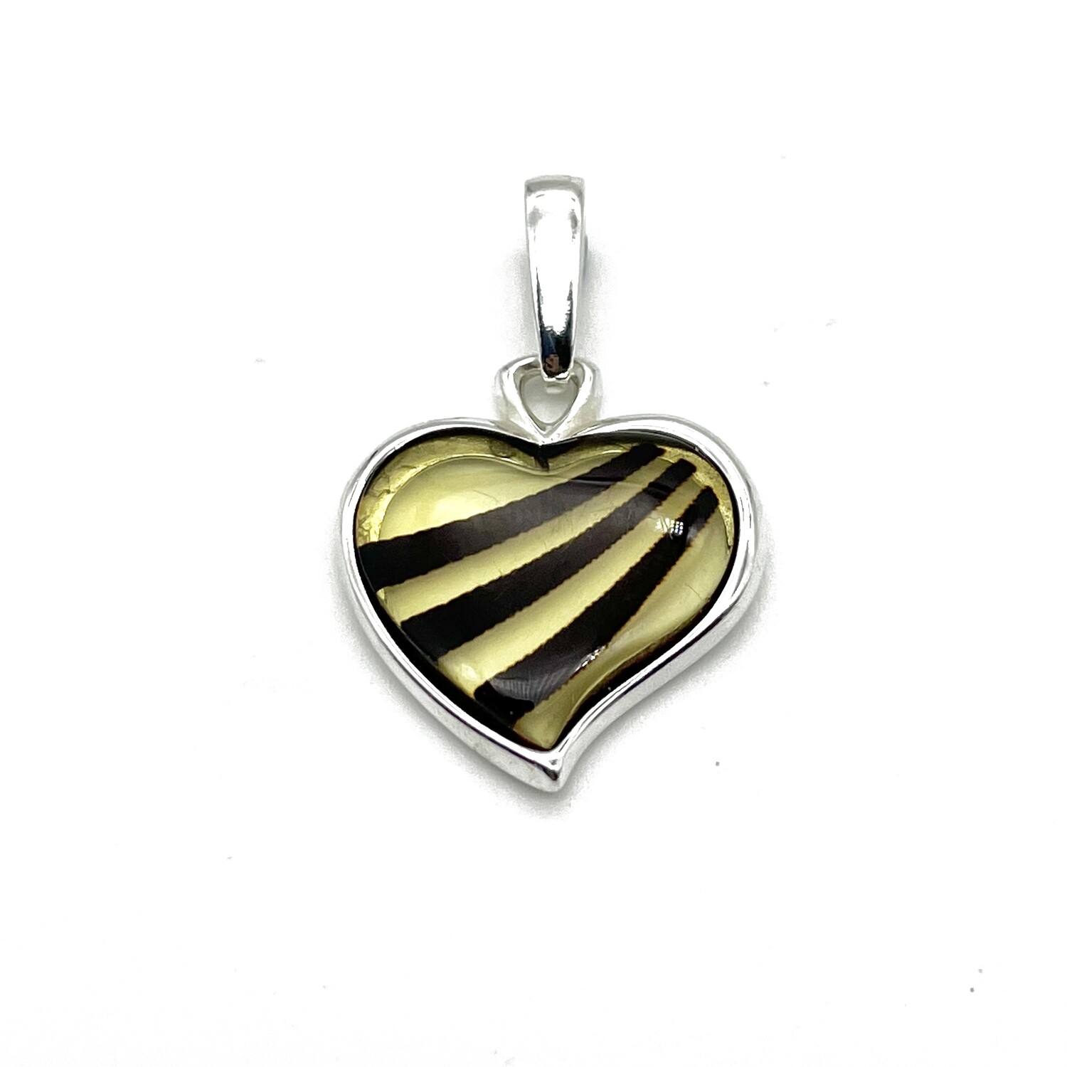 Silver and Amber Heart Pendant