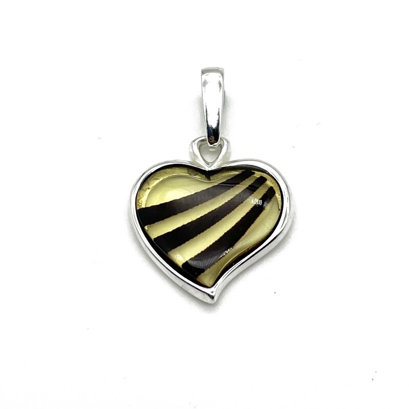 Silver and Amber Heart Pendant