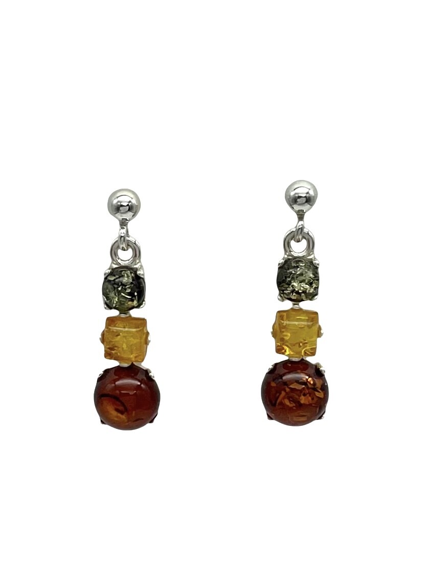 Silver and Amber Earrings