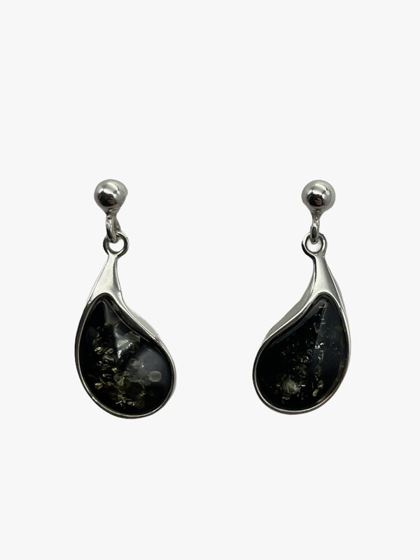 Silver and Amber Earrings