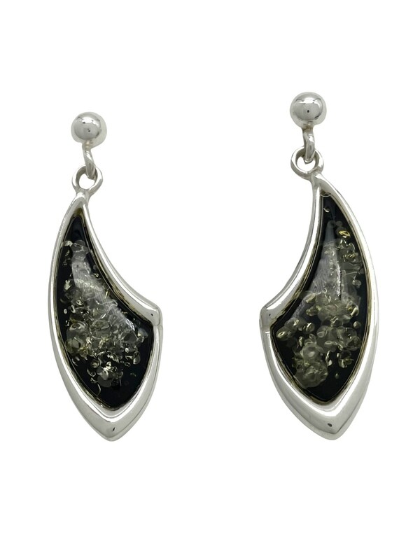 Silver and Amber Earrings