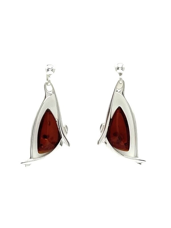 Silver and Amber Earrings