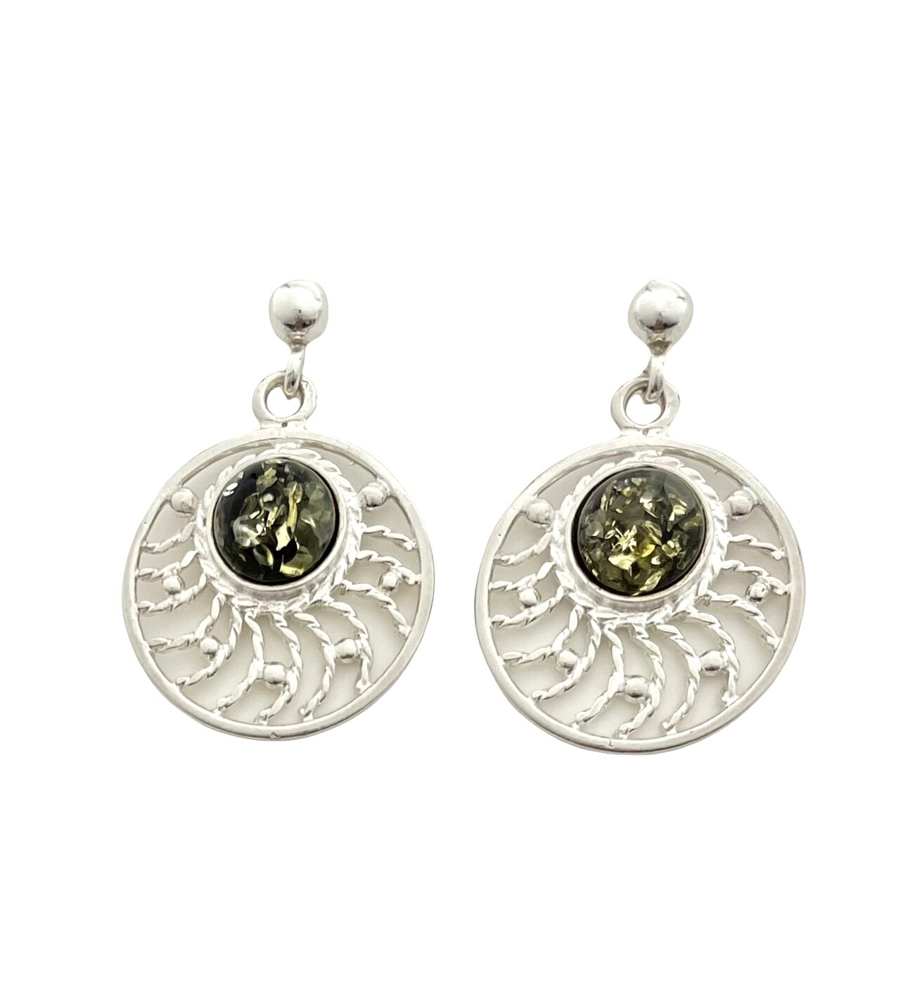Silver and Amber Earrings