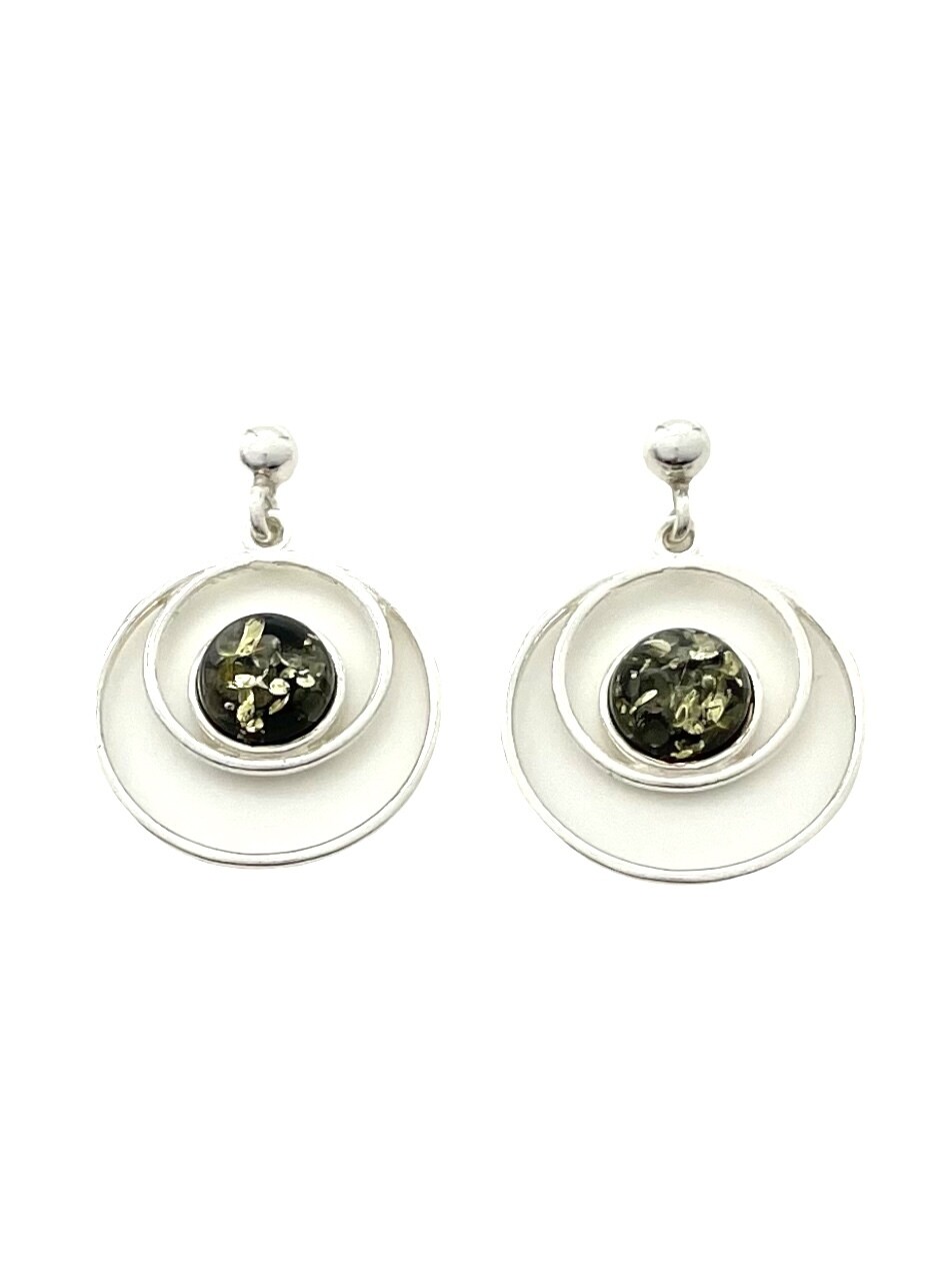 Silver and Amber Earrings