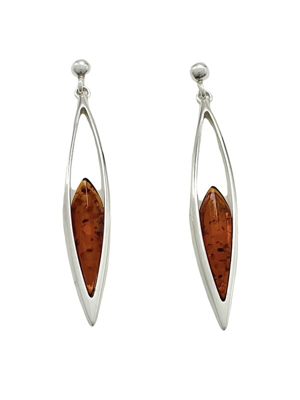 Silver and Amber Earrings
