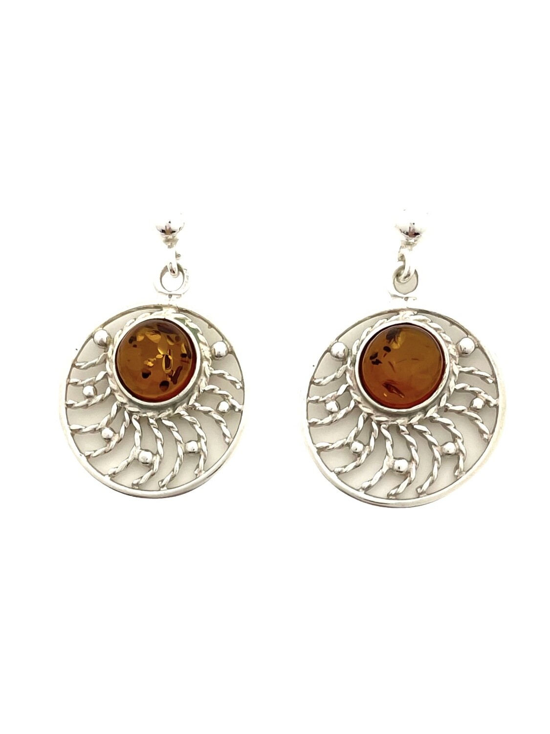 Silver and Amber Earrings