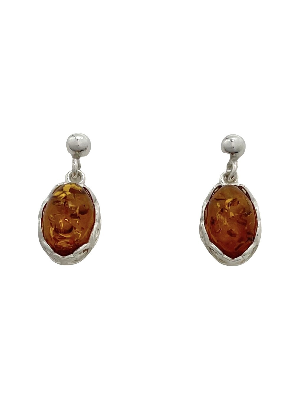 Silver and Amber Earrings