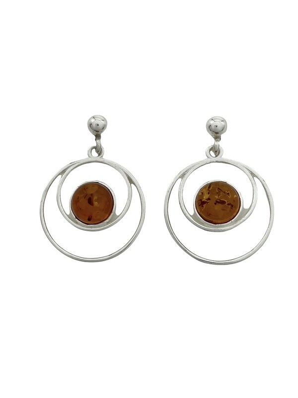 Silver and Amber Earrings