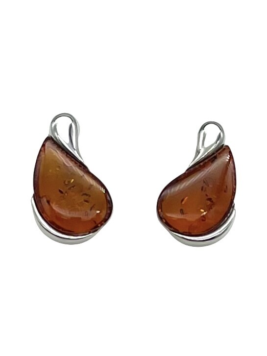 Silver and Amber Earrings