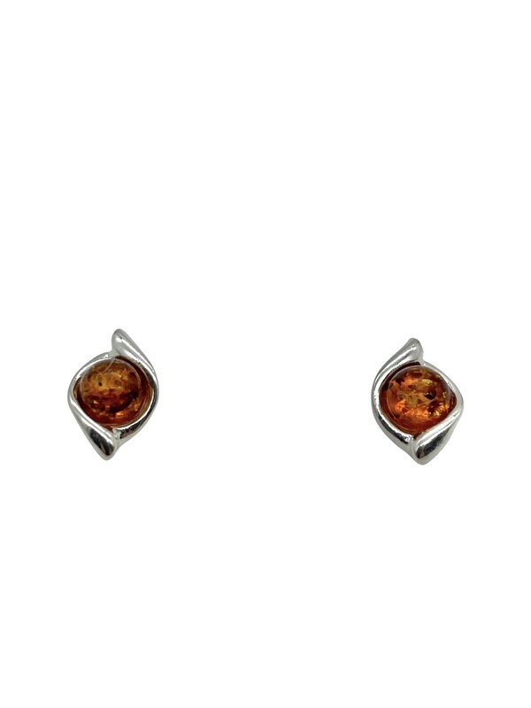 Silver and Amber Earrings
