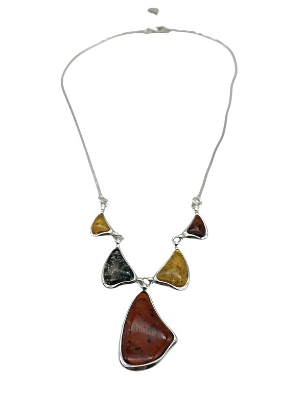 Silver and Amber Necklace