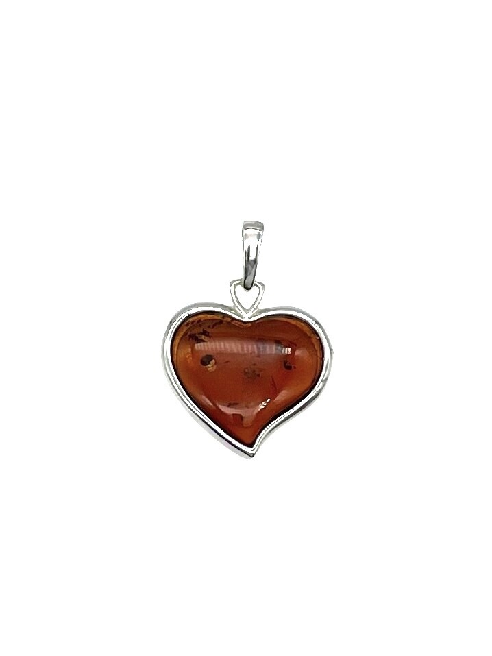 Silver and Amber Heart Pendant