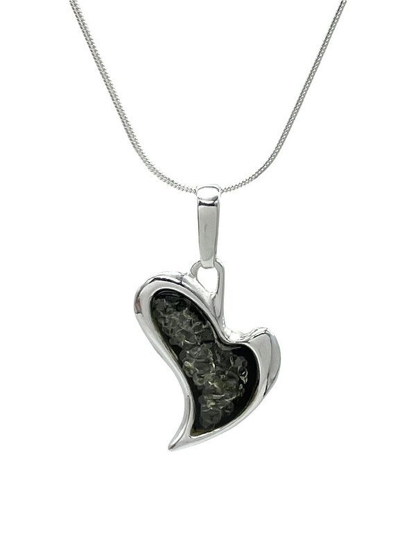 Silver and Amber Heart Pendant