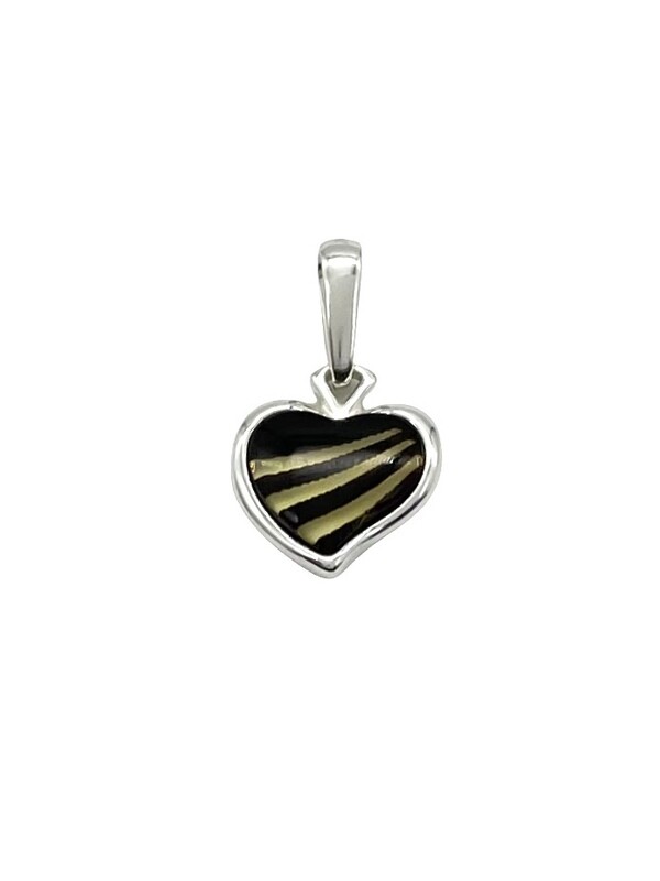 Silver and Amber Heart Pendant