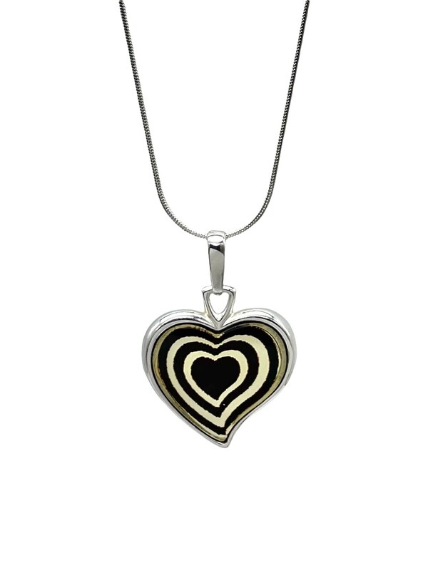 Silver and Amber Heart Pendant