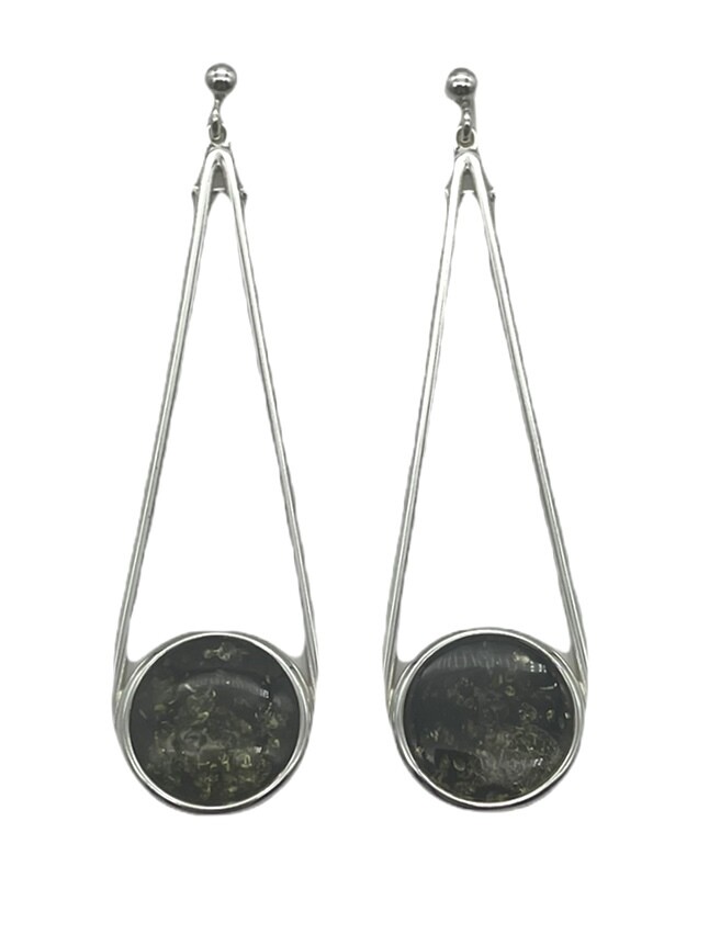 Silver and Amber Earrings